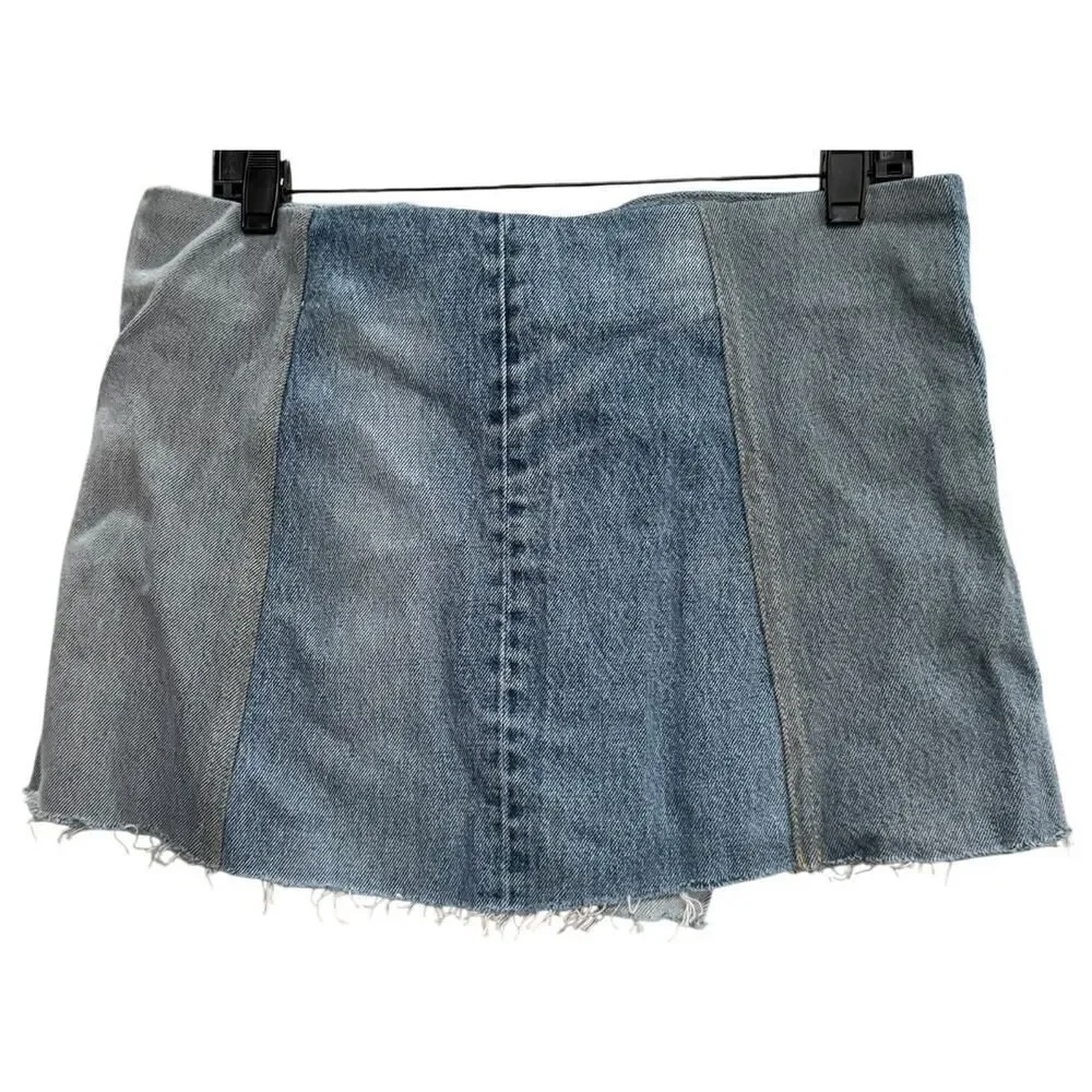 RE/DONE WITH LEVI'S Paneled Denim Mini Wrap Skirt - Size 26 - NWT